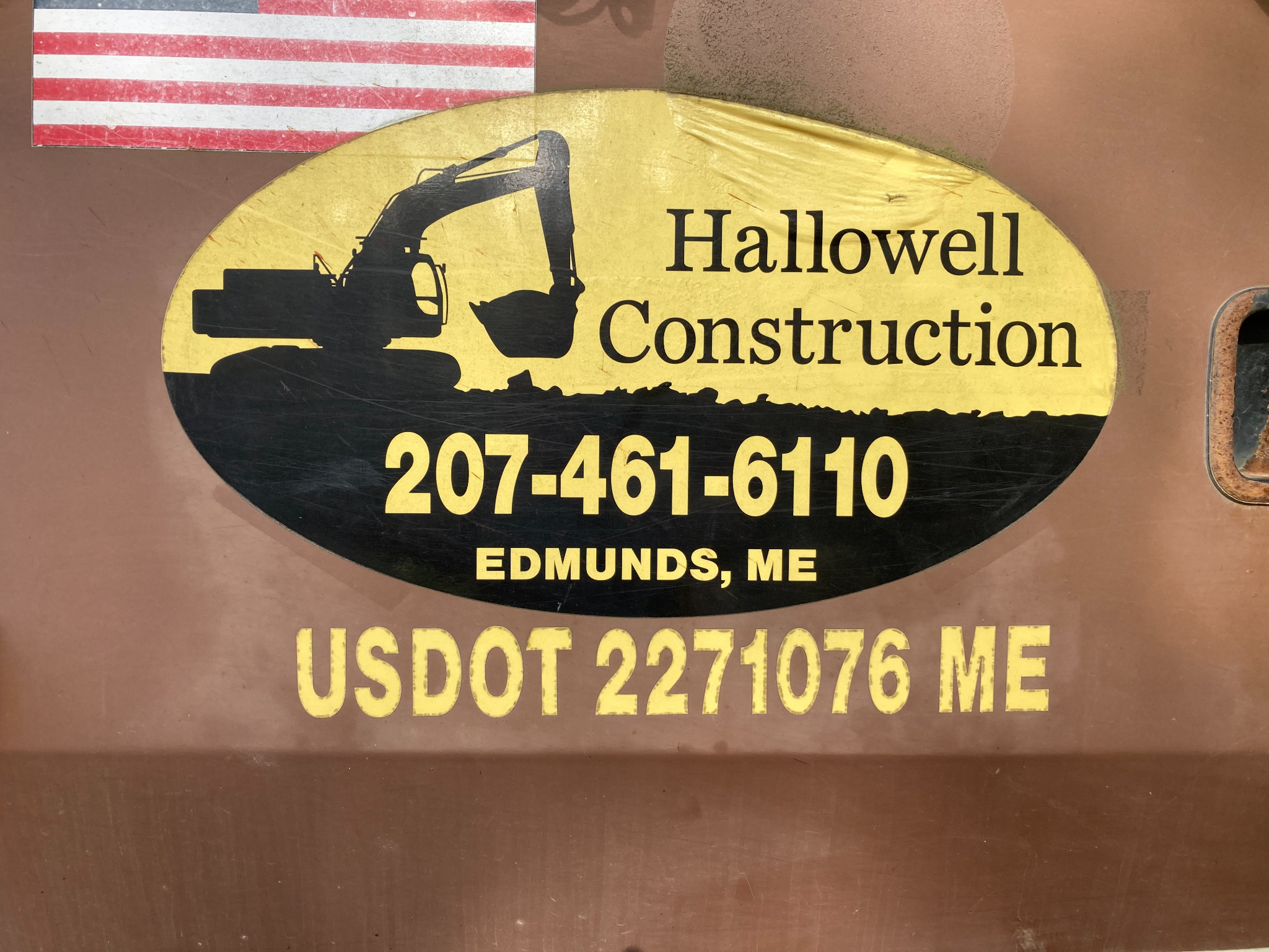 Hallowell Construction sign close-up